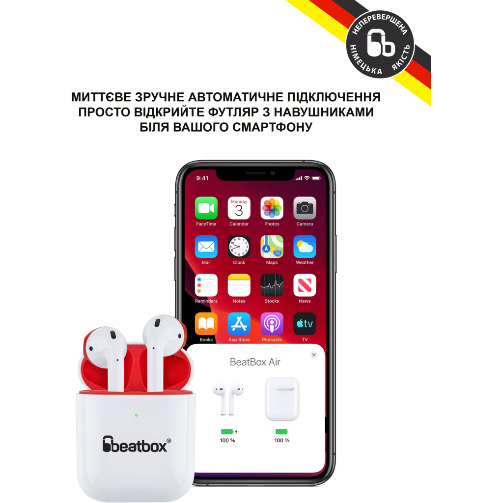 Наушники BeatBox PODS AIR 2 Wireless Charging White-Red (bbpair2wcwr) - 2 Наушники BeatBox PODS AIR 2 Wireless Charging White-Red (bbpair2wcwr) - 2