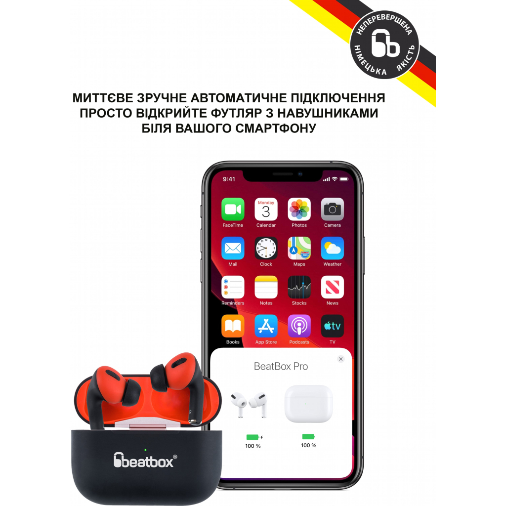 Наушники BeatBox PODS PRO 1 Wireless Charging Black-Red (bbppro1wcbr) - 2