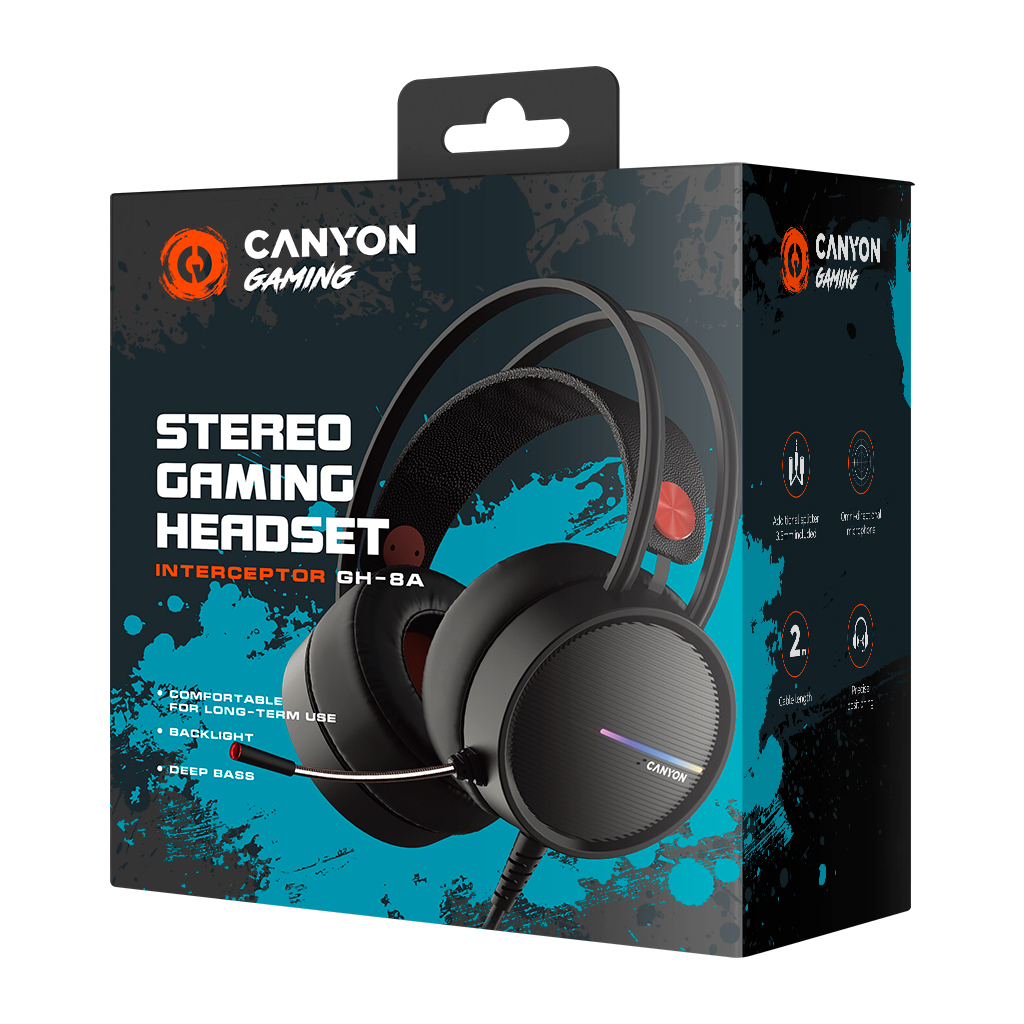 Наушники Canyon Interceptor GH-8A Black-Orange (CND-SGHS8A) - 9