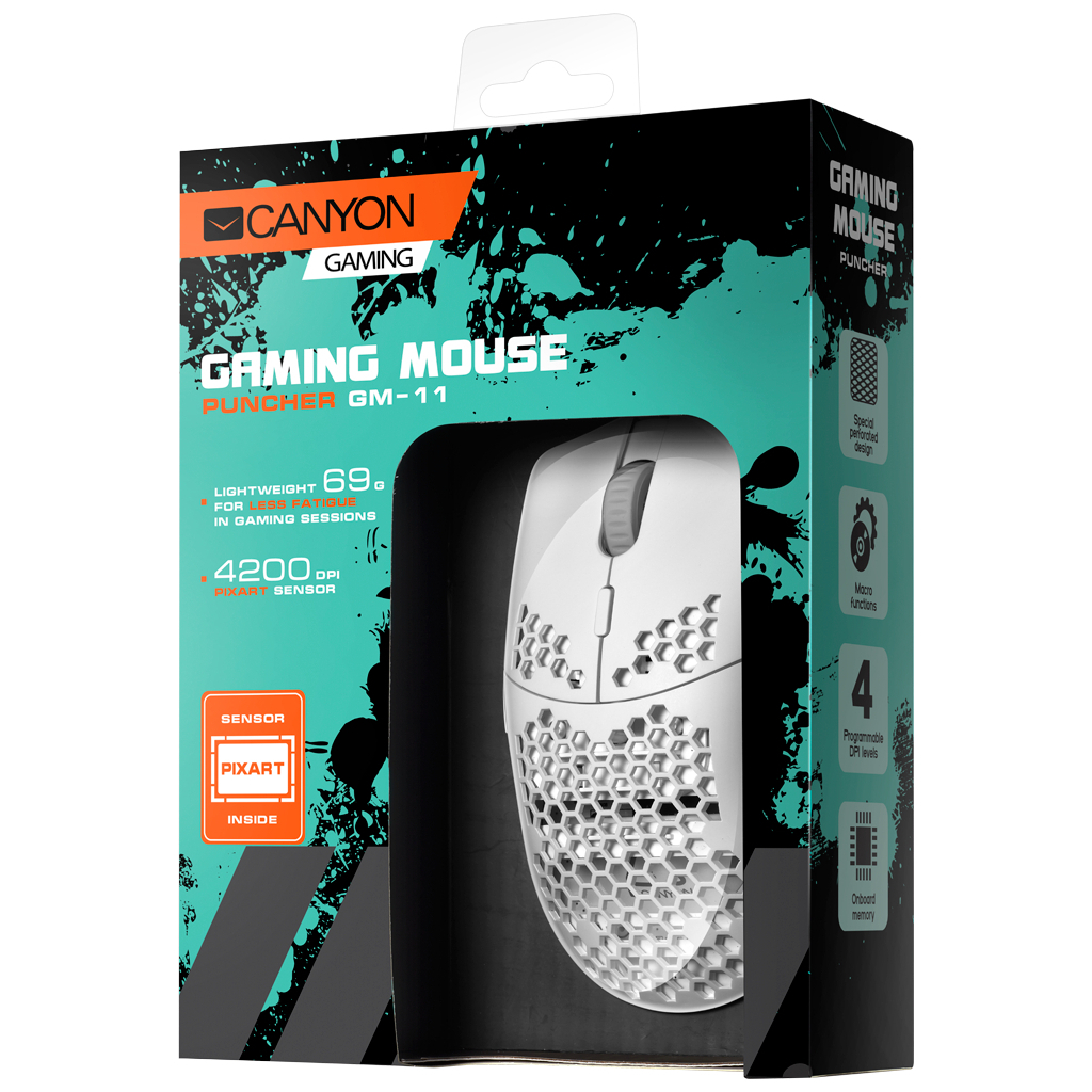 Мышка Canyon Puncher GM-11 USB White (CND-SGM11W) - 5