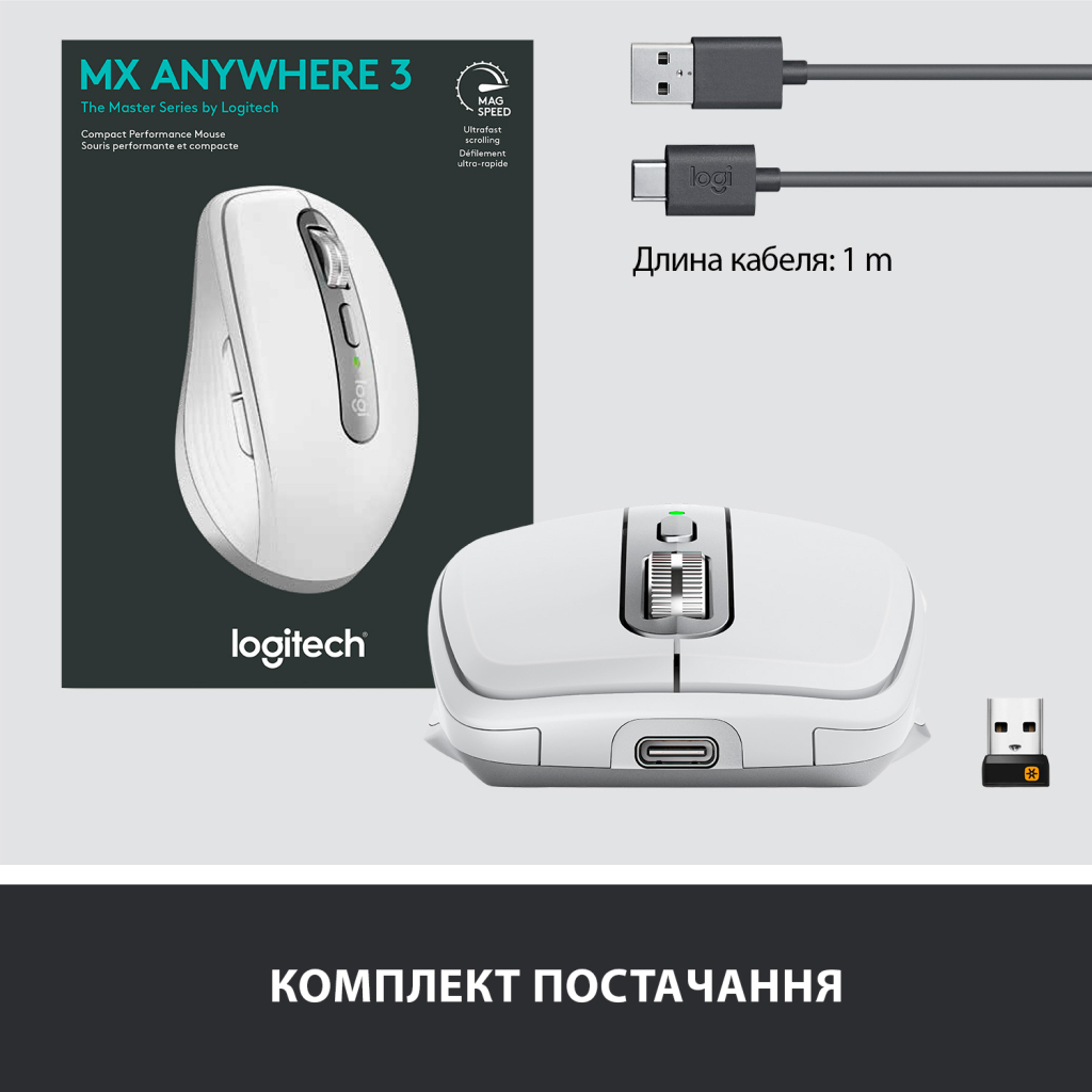 Мышка Logitech MX Anywhere 3 Performance for Business Wireless Pale Grey (910-006216) - 8