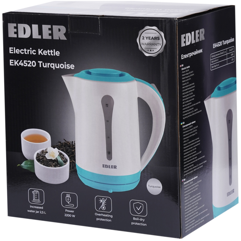 Электрочайник Edler EK4520 Turquoise - 9
