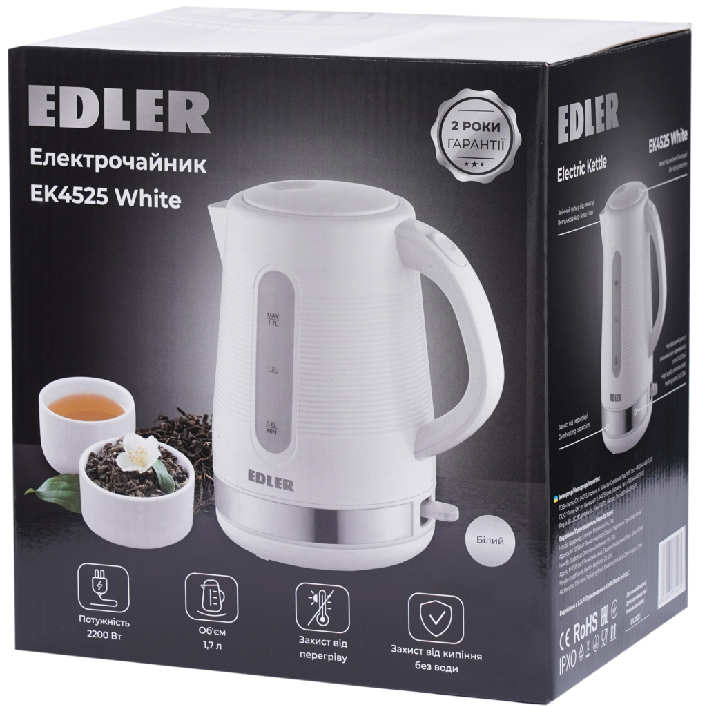 Электрочайник Edler EK4525 white - 9