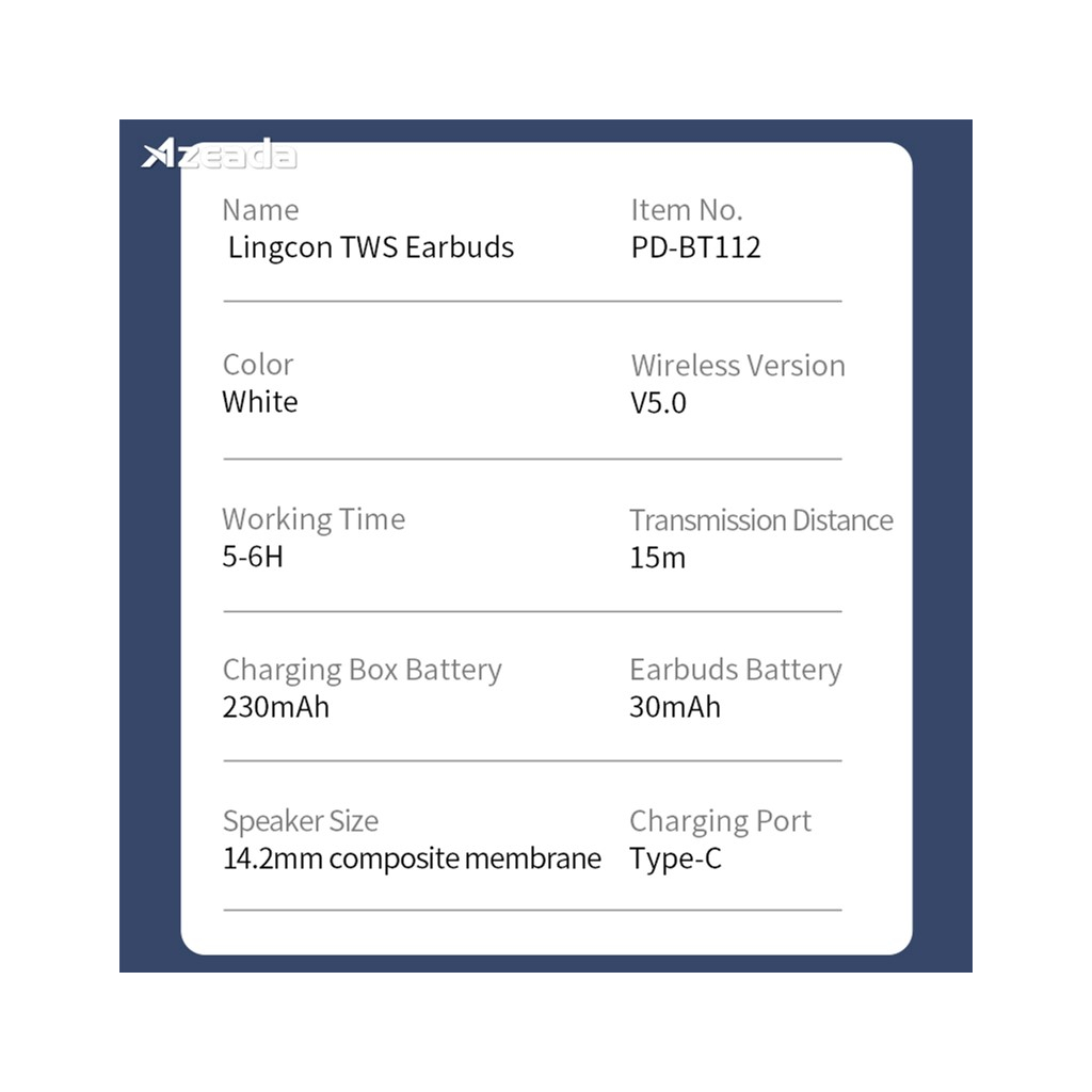 Наушники Proda Azeada Lingcon 4th Mini TWS BT-112 White (PRD-BT112WT) - 3