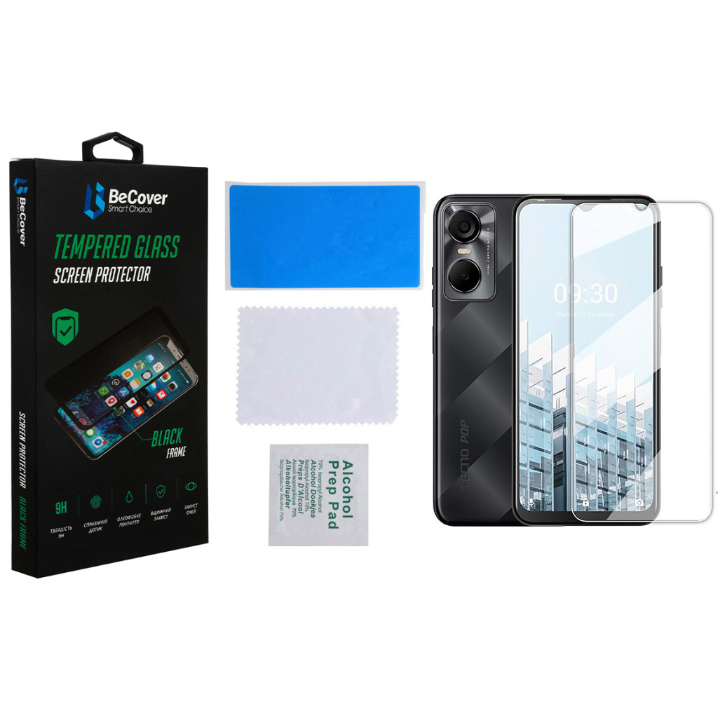 Стекло защитное BeCover Tecno Pop 6 Pro (BE8) 3D Crystal Clear Glass (708555) - 2