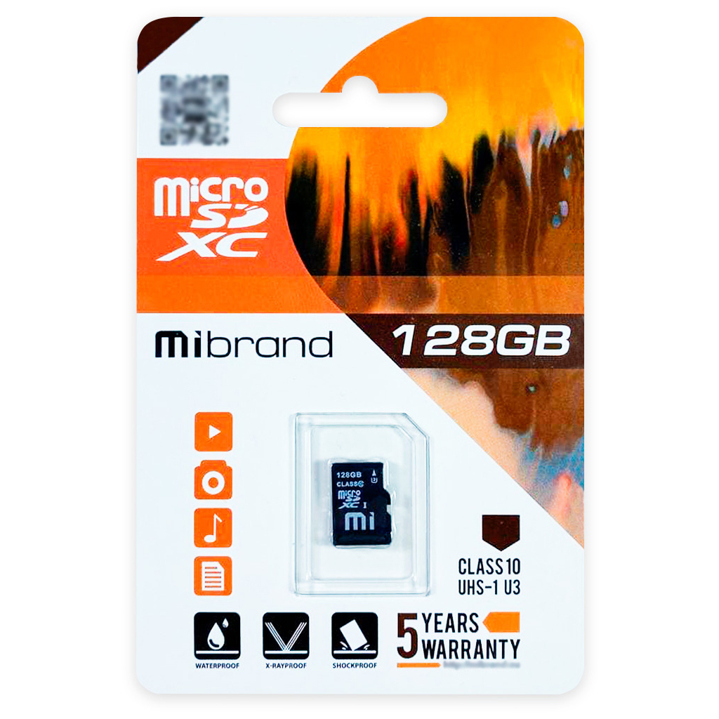 Карта памяти Mibrand 128GB microSDXC UHS-I U3 (MICDHU3/128GB)