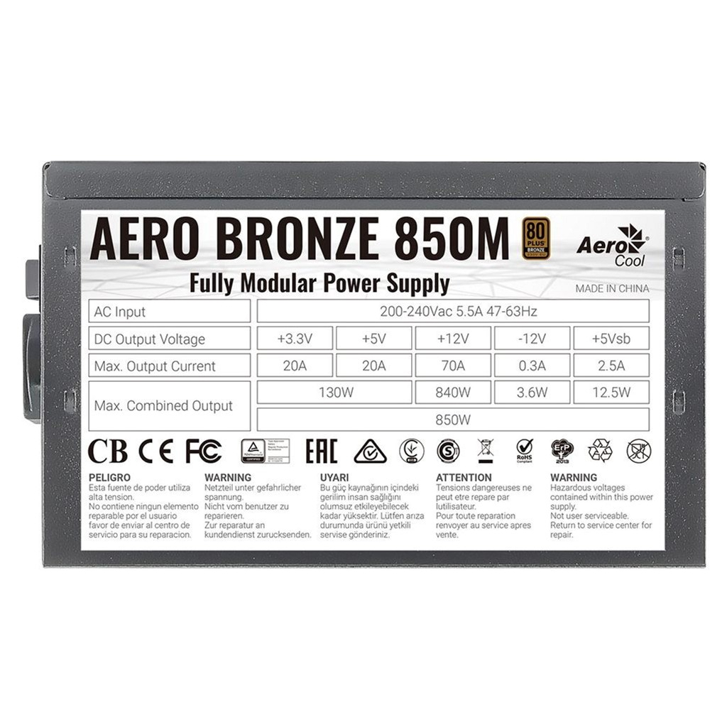 Блок питания AeroCool 850W Aero Bronze (ACPB-AR85AEC.1M) - 5