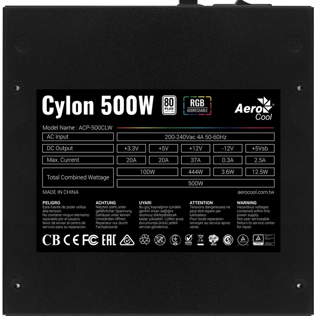 Блок питания AeroCool 500W Cylon (ACPW-CL50AEC.11) - 6