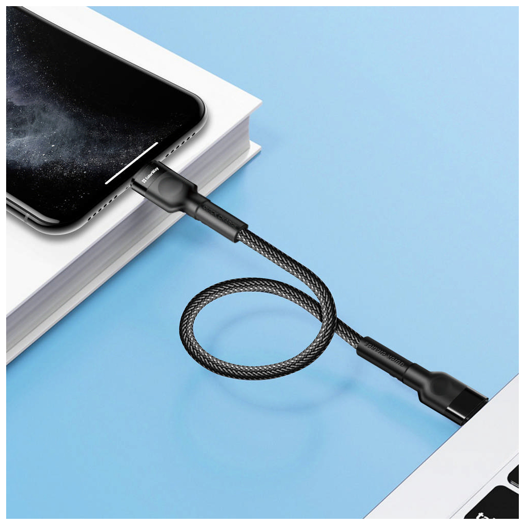 Дата кабель ColorWay USB-C to Lightning 0.3m 3А black (CW-CBPDCL054-BK) - 7 Дата кабель ColorWay USB-C to Lightning 0.3m 3А black (CW-CBPDCL054-BK) - 7