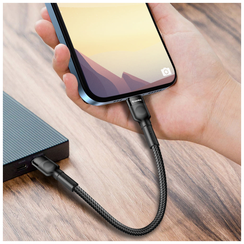 Дата кабель ColorWay USB-C to Lightning 0.3m 3А black (CW-CBPDCL054-BK) - 8 Дата кабель ColorWay USB-C to Lightning 0.3m 3А black (CW-CBPDCL054-BK) - 8