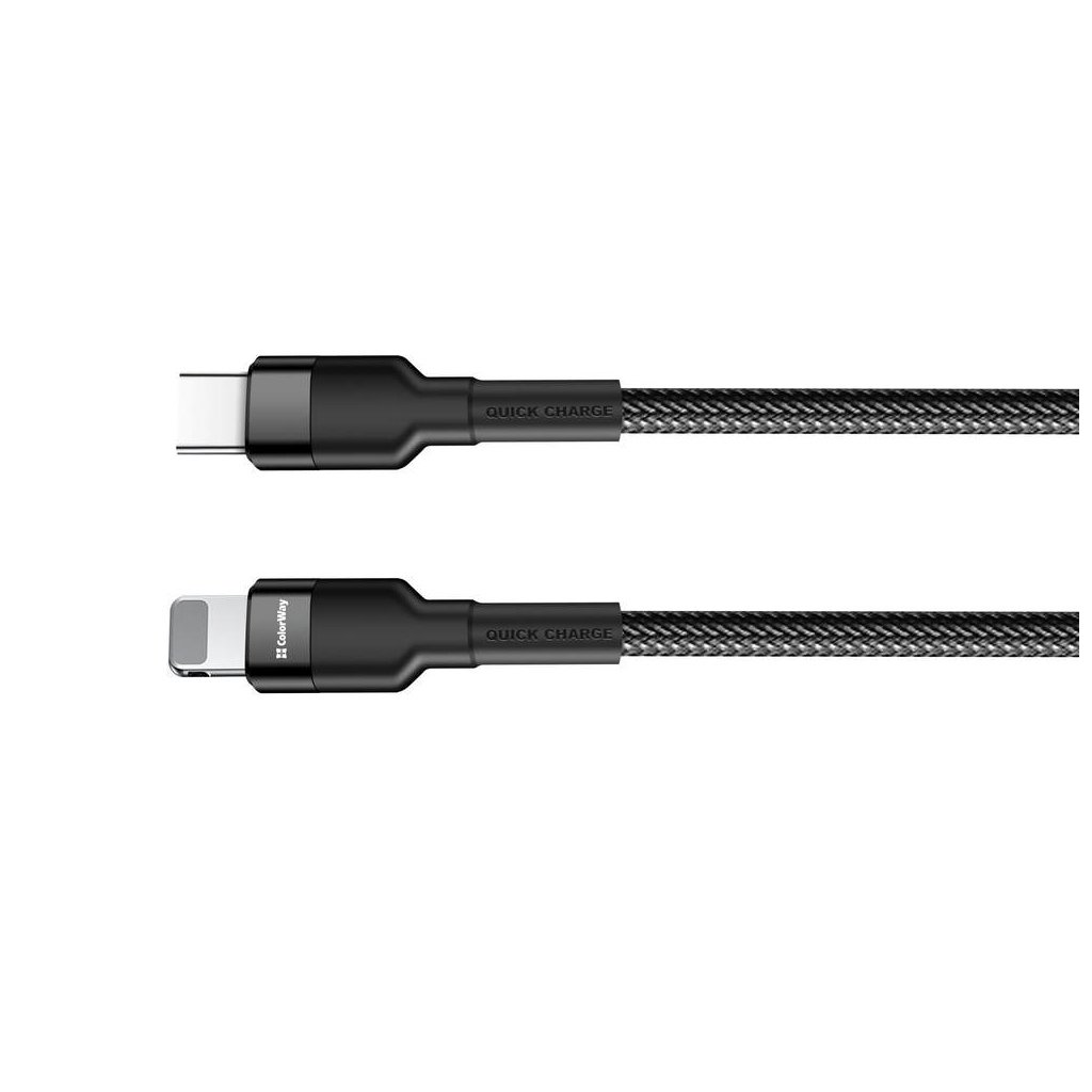 Дата кабель ColorWay USB-C to Lightning 0.3m 3А black (CW-CBPDCL054-BK) Дата кабель ColorWay USB-C to Lightning 0.3m 3А black (CW-CBPDCL054-BK)