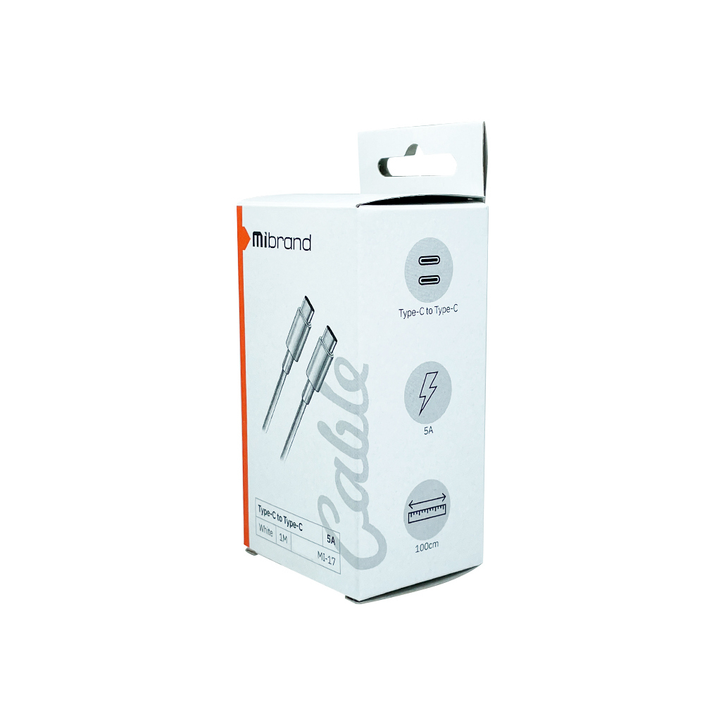 Дата кабель USB-C to USB-C 1.0m MI-17 5A Lightning White Mibrand (MIDC/17TTW) - 2