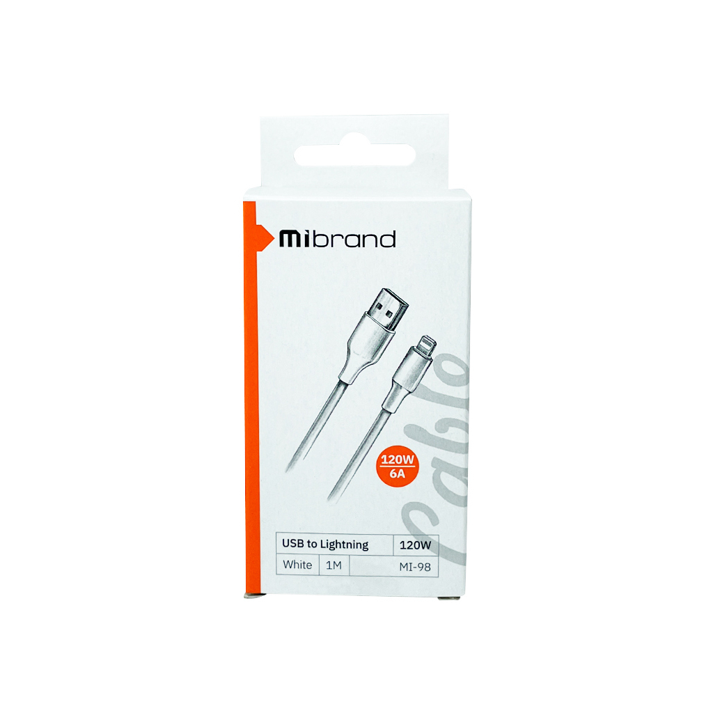 Дата кабель USB 2.0 AM to Lightning 1.0m MI-98 120W White Mibrand (MIDC/98LW) - 1