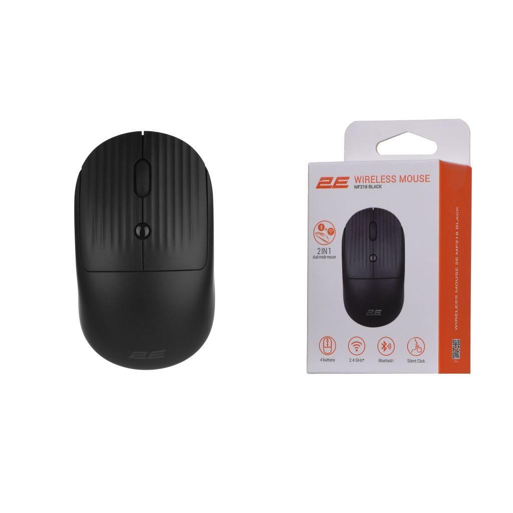 Мышка 2E MF218 Silent Wireless/Bluetooth Black (2E-MF218WBK) - 2
