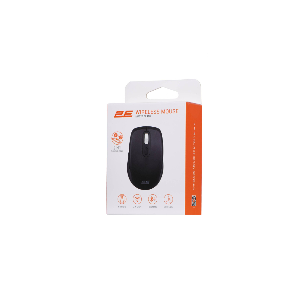 Мышка 2E MF225 Silent Wireless/Bluetooth Black (2E-MF225WBK) - 1
