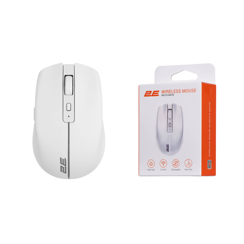 Мышка 2E MF270 Silent Rechargeable Wireless White (2E-MF270WWH) - 2