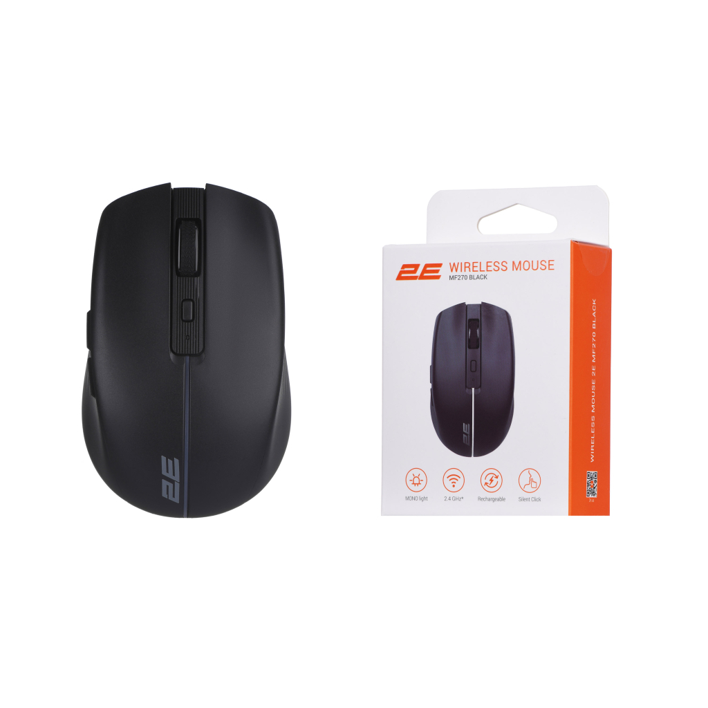 Мышка 2E MF270 Silent Rechargeable Wireless Black (2E-MF270WBK) - 2