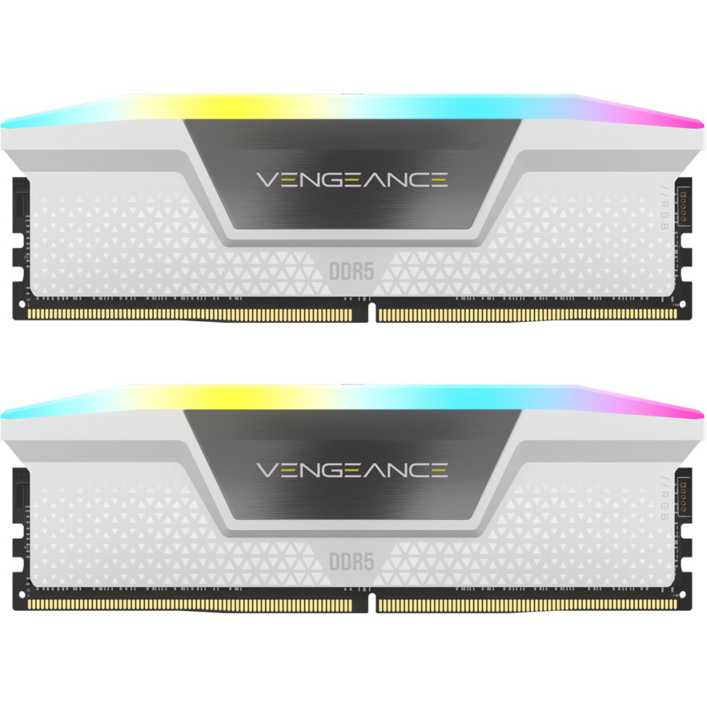 Модуль памяти для компьютера DDR5 32GB (2x16GB) 6000 MHz Vengeance RGB White Corsair (CMH32GX5M2B6000C40W) - 1
