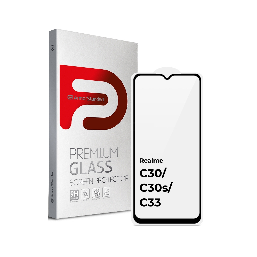 Стекло защитное Armorstandart Full Glue Realme C30/C30s/C33 Black (ARM64727)