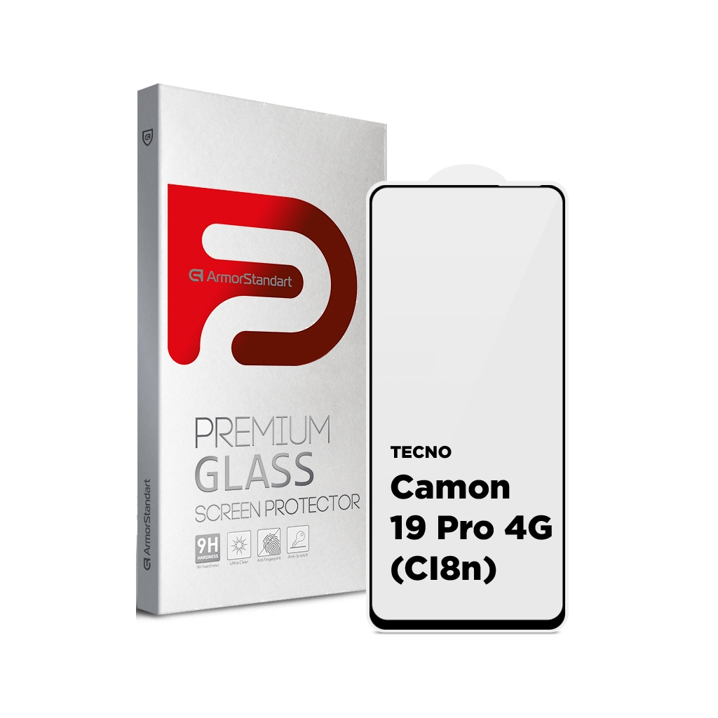 Стекло защитное Armorstandart Full Glue TECNO Camon 19 Pro 4G (CI8n) Black (ARM63697)