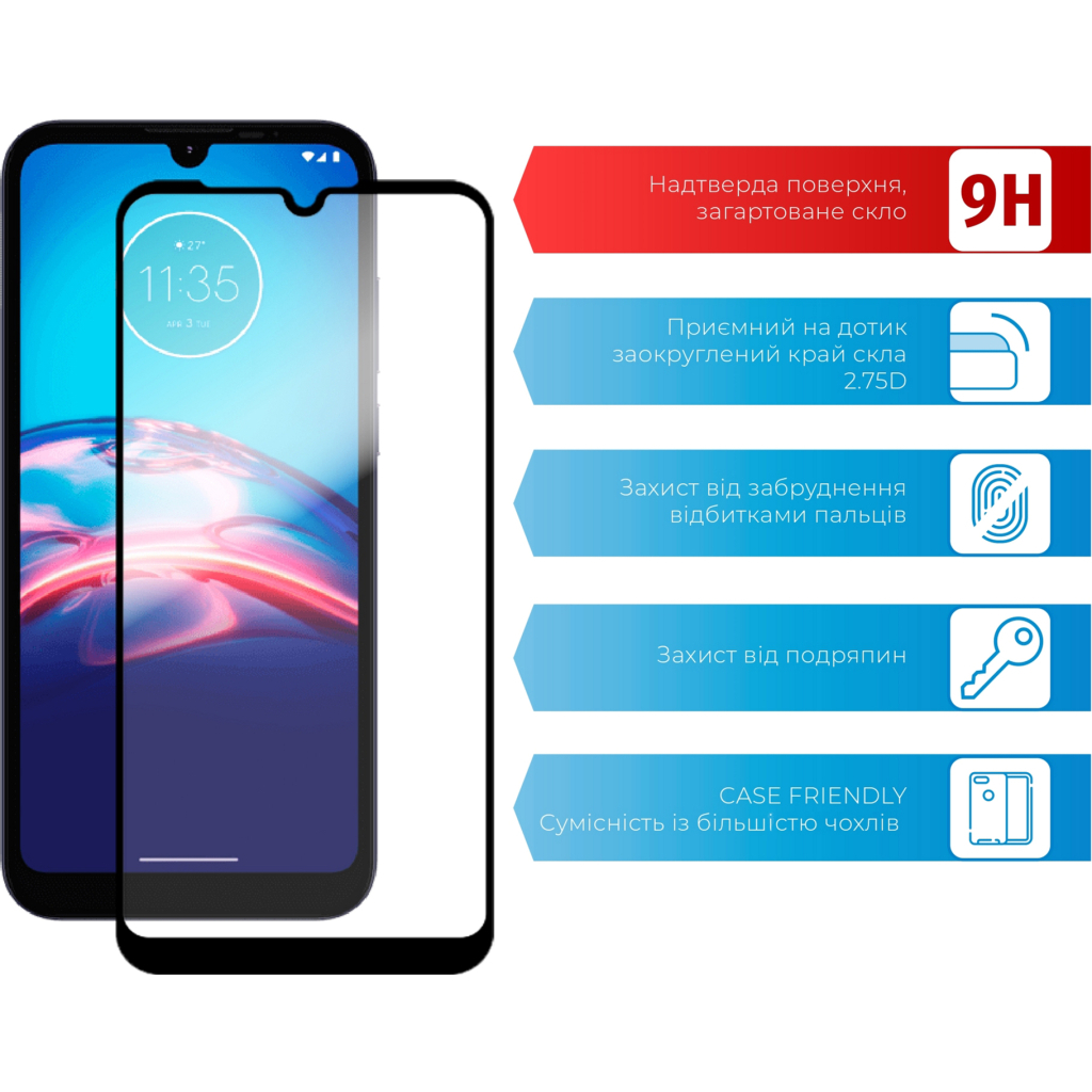 Стекло защитное ACCLAB Full Glue MOTO E6i (1283126514685) - 1
