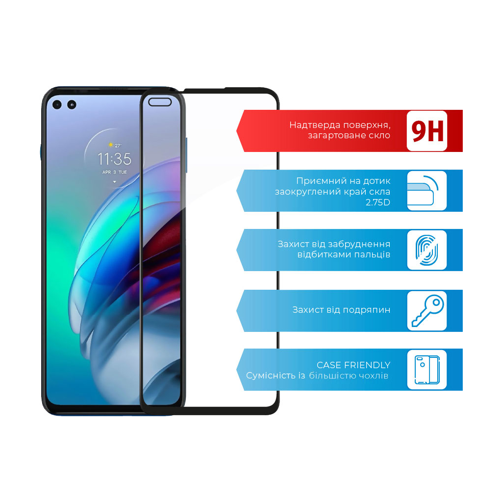 Стекло защитное ACCLAB Full Glue MOTO G100 (1283126521300) - 2