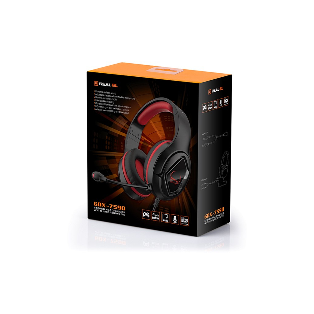 Наушники REAL-EL GDX-7590 Black-Red - 9