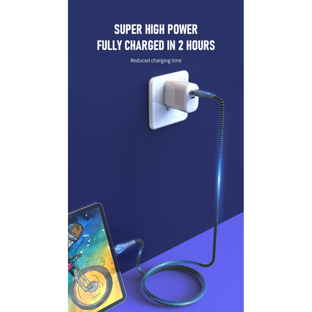 Дата кабель USB-C to Lightning 1.5m PD-B70i 27W 5А black Proda (PD-B70i-GR) - 1