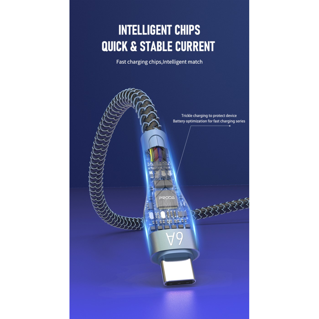 Дата кабель USB-C to Lightning 1.5m PD-B70i 27W 5А black Proda (PD-B70i-GR) - 2