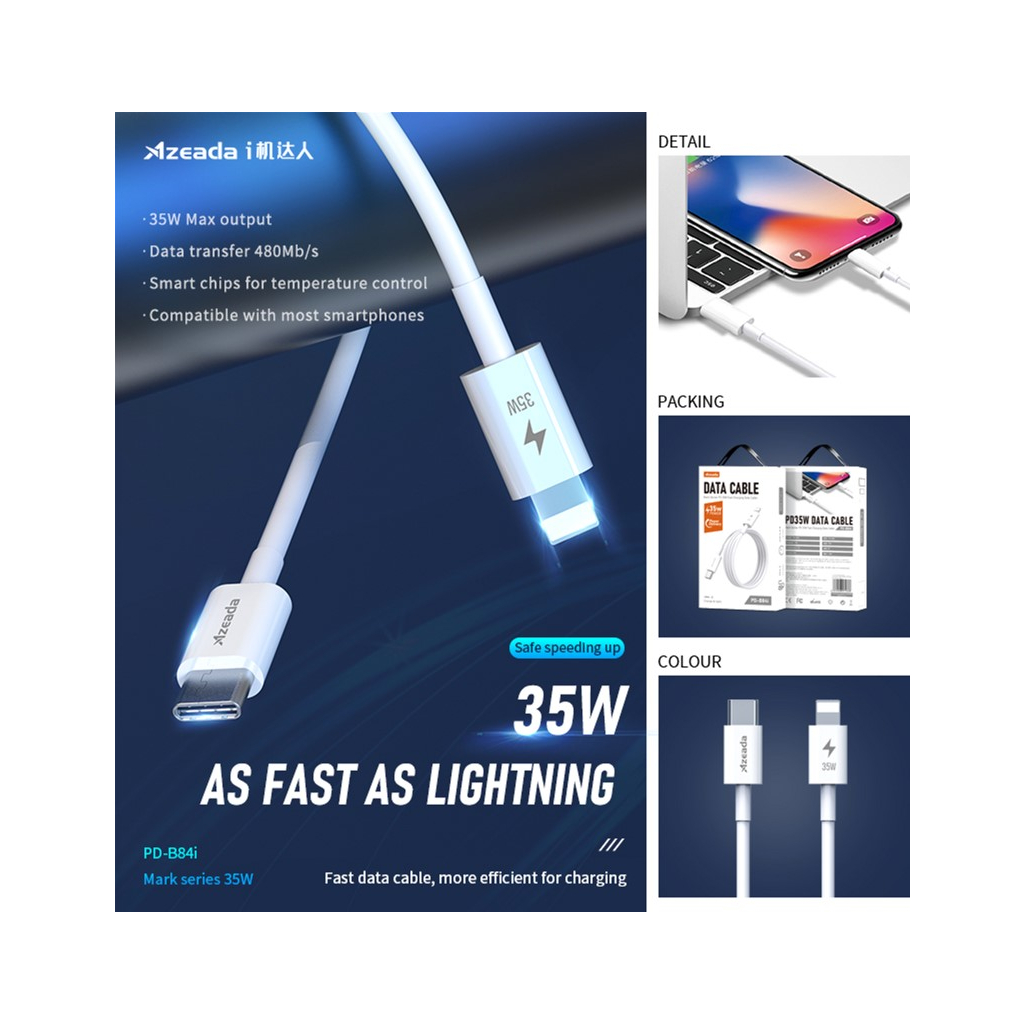 Дата кабель USB-C to Lightning 1.0m PD-B84i 35W Proda (PD-B84i-WHT) - 3
