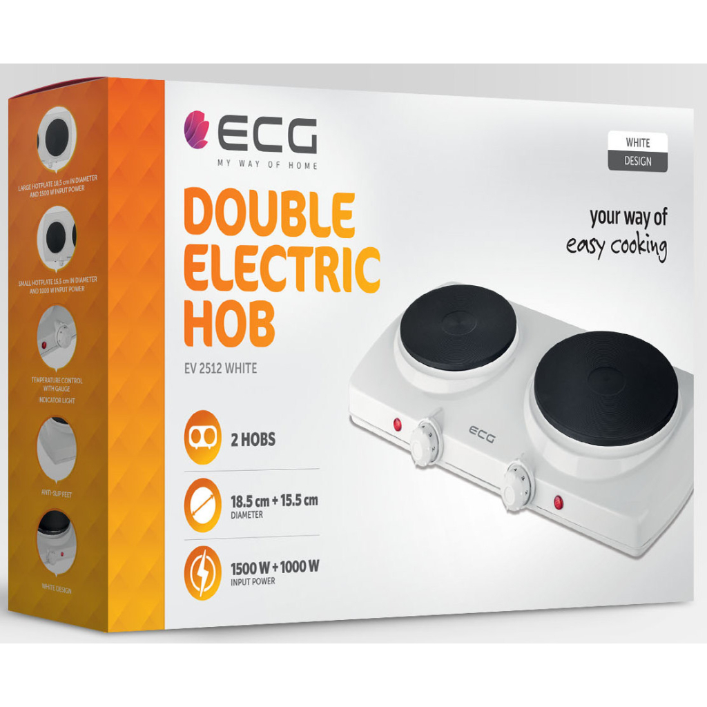 Настольная плита ECG EV 2512 White - 6 Настольная плита ECG EV 2512 White - 6