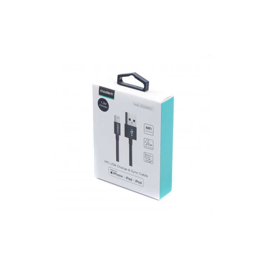 Дата кабель USB 2.0 AM to Lightning 1.2m 2.1A MFI Black Choetech (IP0026-BK) - 9
