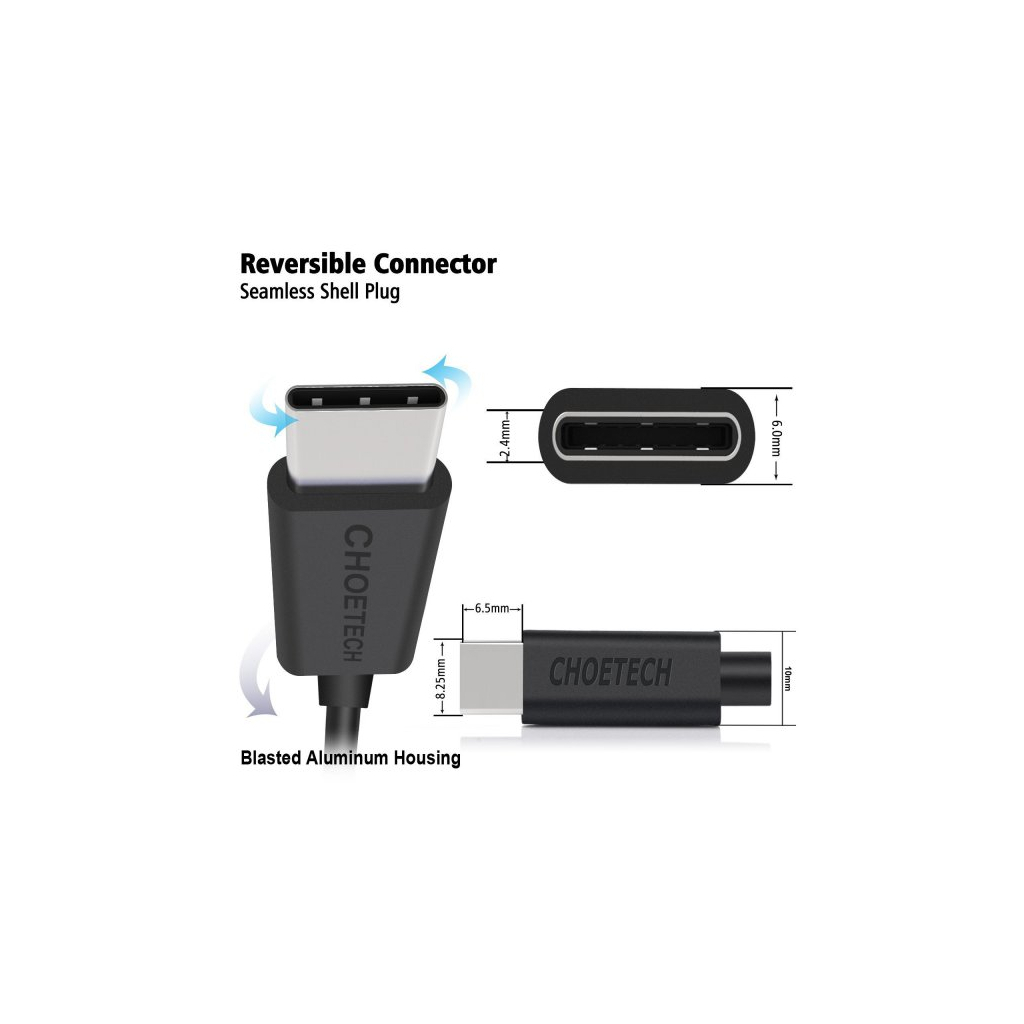 Дата кабель USB 2.0 AM to Type-C 1.0m Choetech (AC0002) - 4