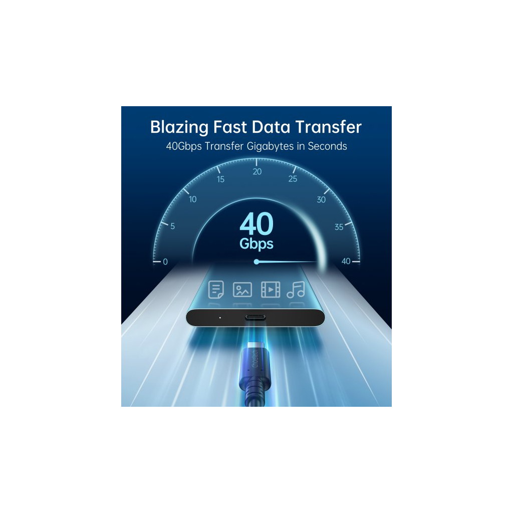 Дата кабель USB4 Type-C to Type-C 0.8m 40Gbps PD 100W 8K60Hz Choetech (XCC-1028-BK) - 5