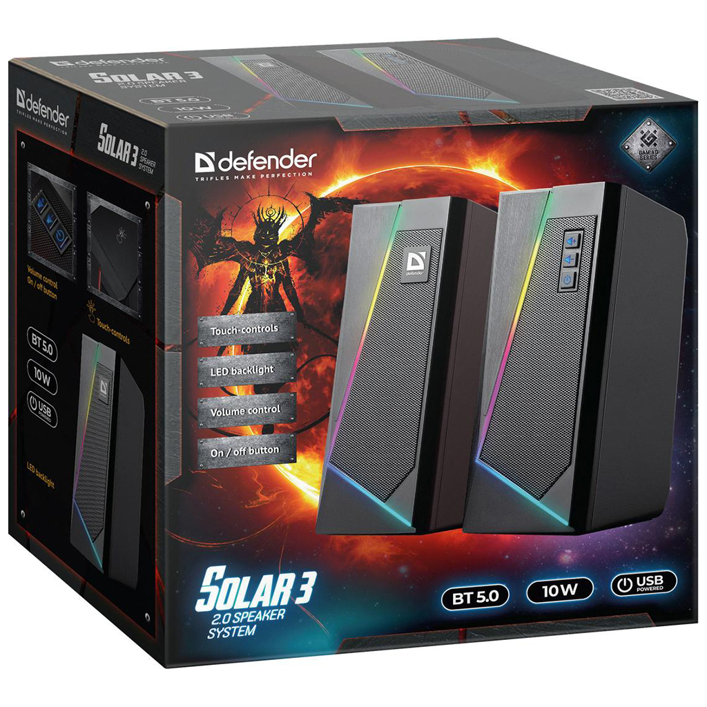 Акустическая система Defender Solar 3 Bluetooth Light USB Black (65103) - 2