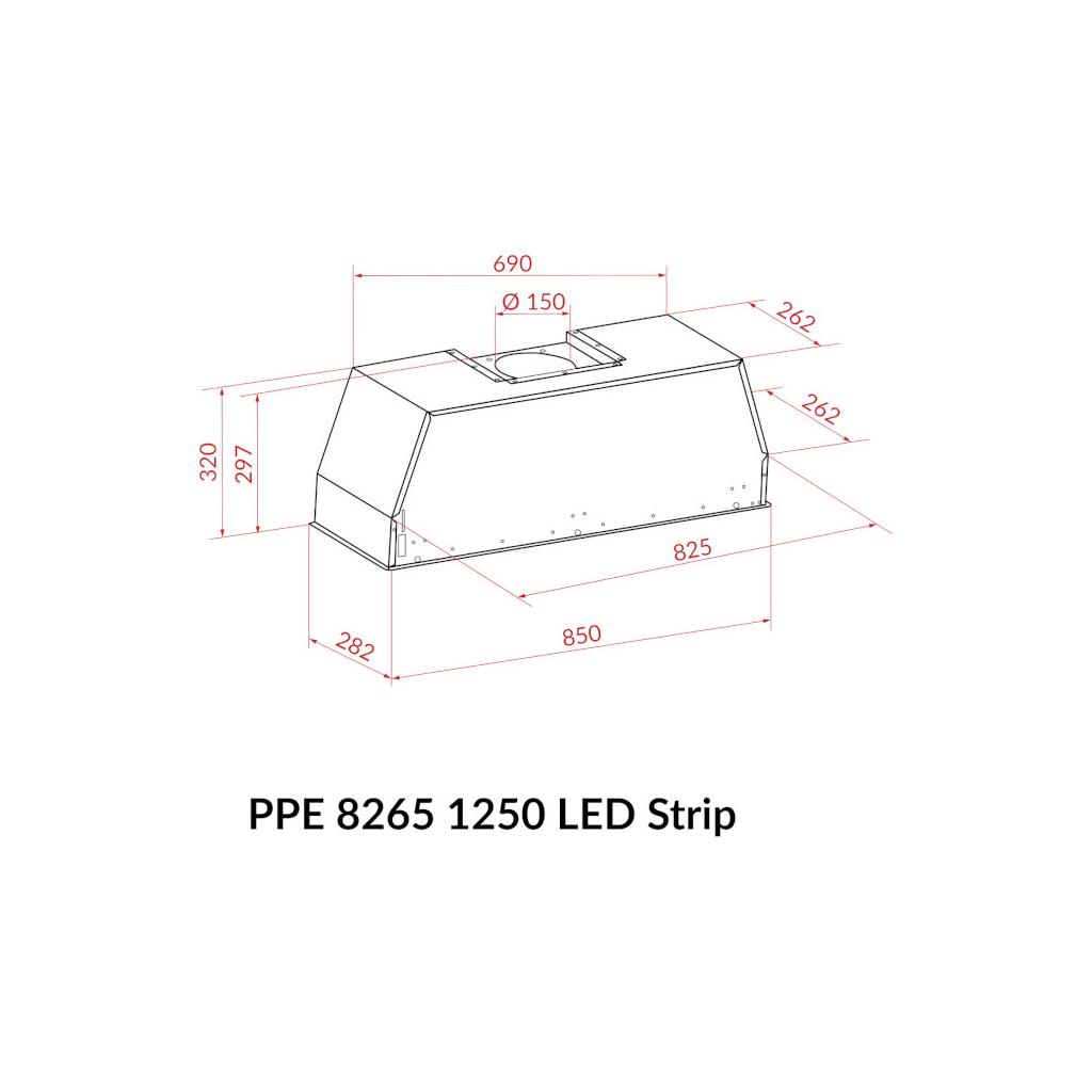 Вытяжка кухонная Weilor PPE 8265 SS 1250 LED Strip - 10 Вытяжка кухонная Weilor PPE 8265 SS 1250 LED Strip - 10