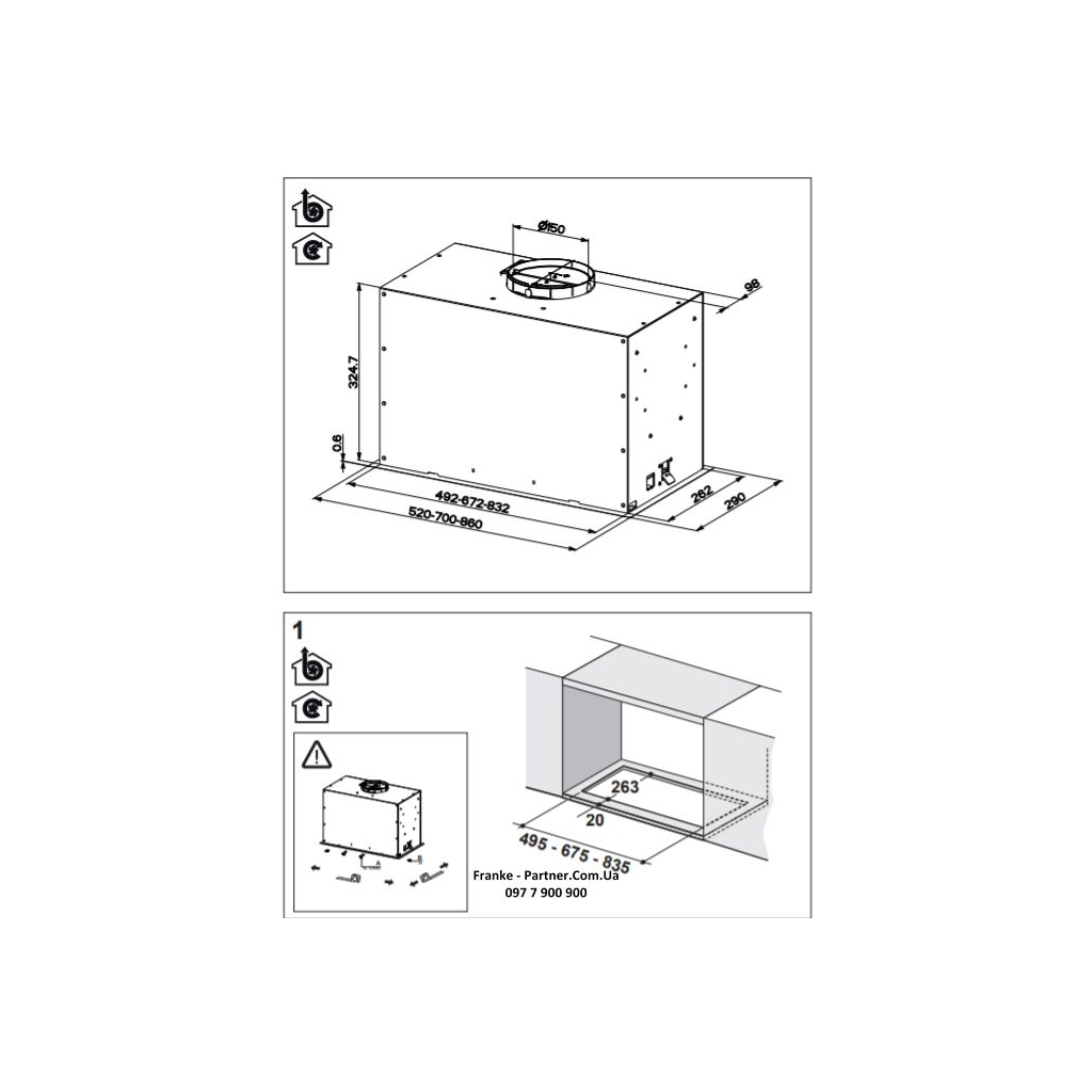 Вытяжка кухонная Franke Box Flush EVO FBFE BK MATT A70 (305.0665.365) - 7 Вытяжка кухонная Franke Box Flush EVO FBFE BK MATT A70 (305.0665.365) - 7