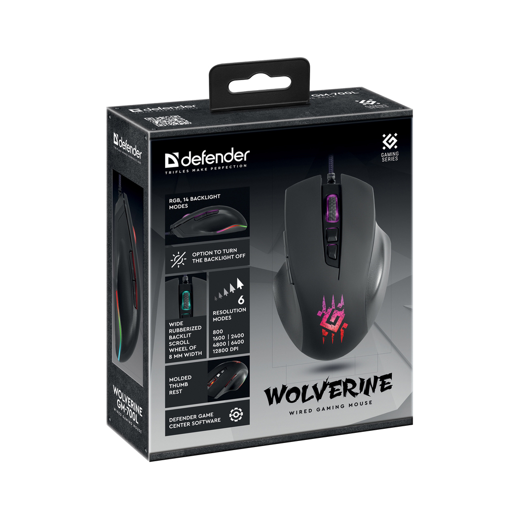 Мышка Defender Wolverine GM-700L RGB USB Black (52700) - 5
