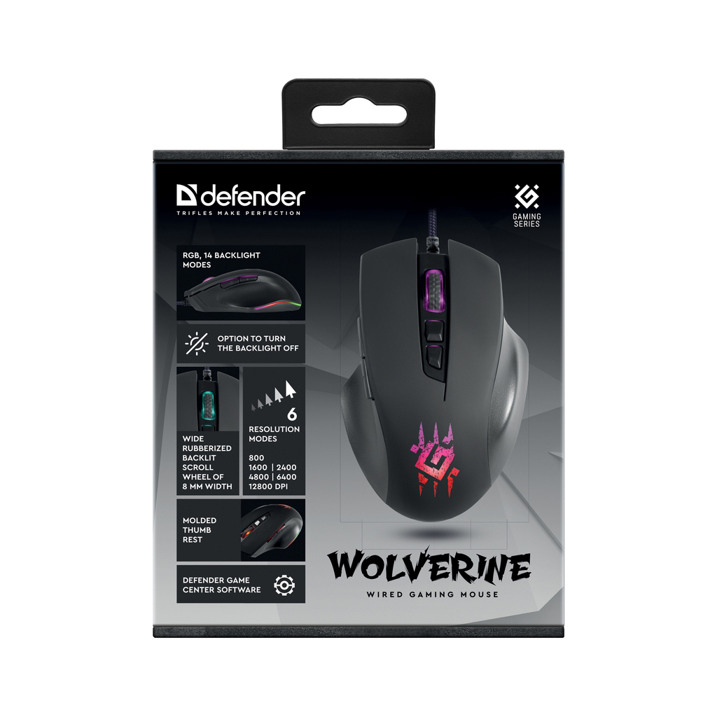 Мышка Defender Wolverine GM-700L RGB USB Black (52700) - 6