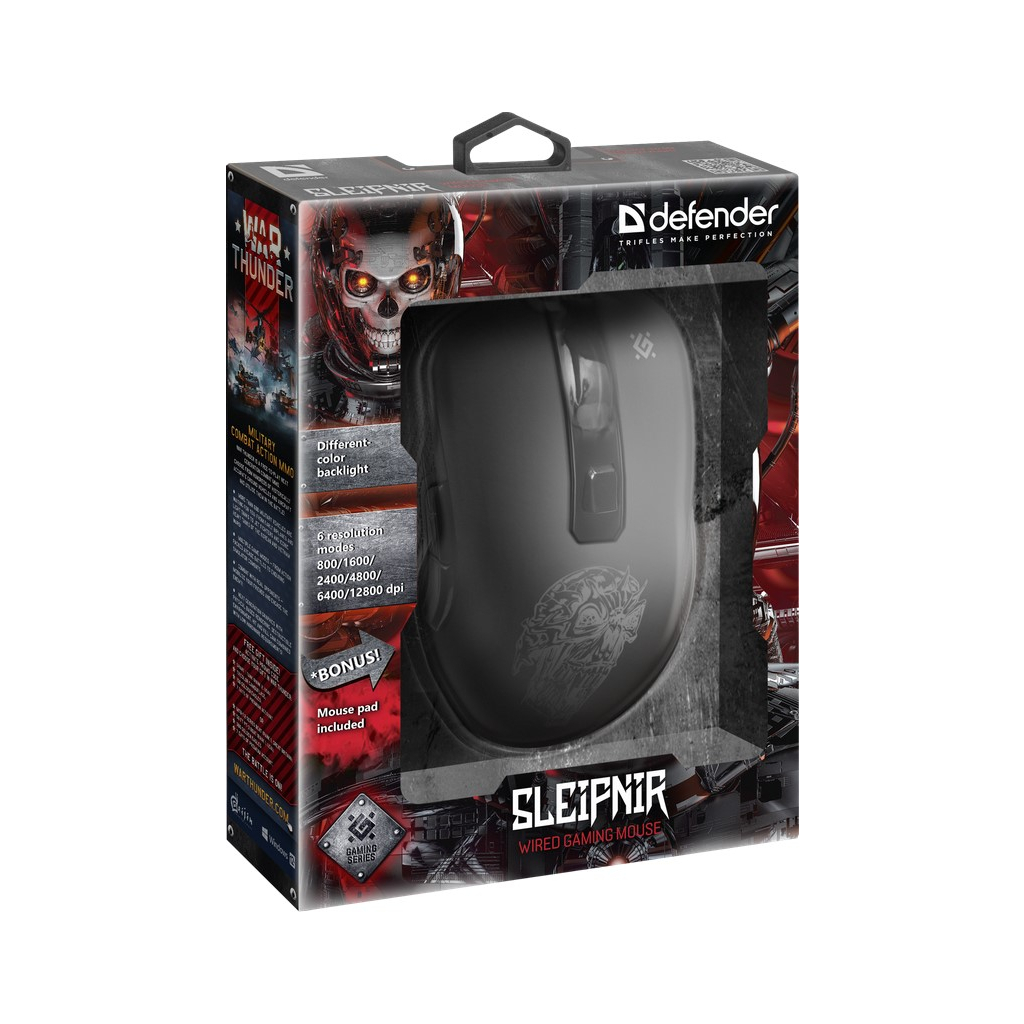 Мышка Defender Sleipnir GM-927 USB Black+ Килимок (52927) - 6