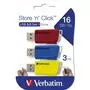 USB флеш накопитель Verbatim 3x16GB Store 'n' Click Red/Blue/Yellow USB 3.2 (49306) - 3