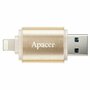 USB флеш накопитель Apacer 128GB AH190 Gold USB 3.1/Lightning (AP128GAH190C-1) - 3