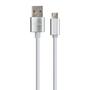 Дата кабель USB 2.0 AM to Micro 5P 1m LED silver Vinga (VCPDCMLED1S) - 1