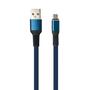 Дата кабель USB 2.0 AM to Micro 5P 1m flat nylon blue Vinga (VCPDCMFNB1B) - 1