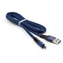 Дата кабель USB 2.0 AM to Micro 5P 1m flat nylon blue Vinga (VCPDCMFNB1B) - 2