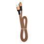 Дата кабель USB 2.0 AM to Lightning 1m flat nylon brown Vinga (VCPDCLFNB1BR) - 1