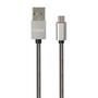 Дата кабель USB 2.0 AM to Micro 5P 1m stainless steel gray Vinga (VCPDCMSSJ1GR) - 1