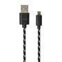 Дата кабель USB 2.0 AM to Micro 5P 2color nylon 1m black Vinga (VCPDCMBN31BK) - 1