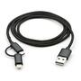 Дата кабель USB 2.0 AM to Micro 5P + Lightning 1m black Vinga (VCPDCLM1BK) - 1