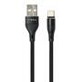 Дата кабель USB 2.0 AM to Type-C 1.0m cylindric nylon back Vinga (VCPDCTCCANB1BK) - 1